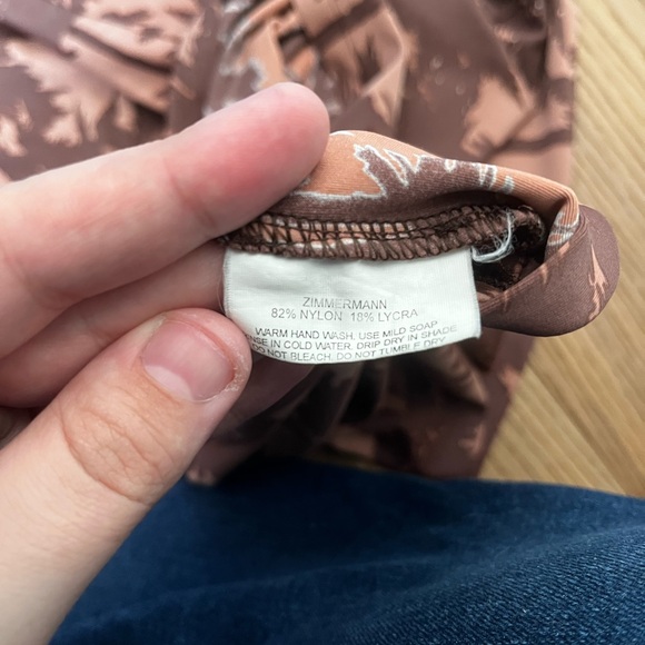 Zimmerman Tan and Brown Palm Tree Swim Dress Size 2/ US Size 8 - Picture 8 of 8